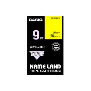 (まとめ)カシオ CASIO 強粘着テープ XR-9GYW 黄に黒文字 9mm【×5セット】 (代引不可)