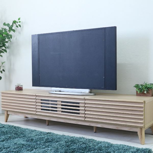 テレビ台 テレビボード 約幅176.5×奥行42.5×高さ38cm ナチュラル ルーバー 脚付き リビング ダイニング インテリア家具【代引不可】 [2]