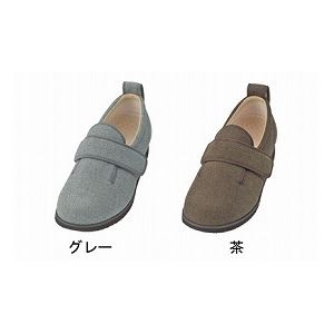介護靴 施設・院内用 ダブルマジック2ヘリンボン 9E(ワイドサイズ) 7025 片足 徳武産業 あゆみシリーズ ／LL (24.0～24.5cm) グレー 右足