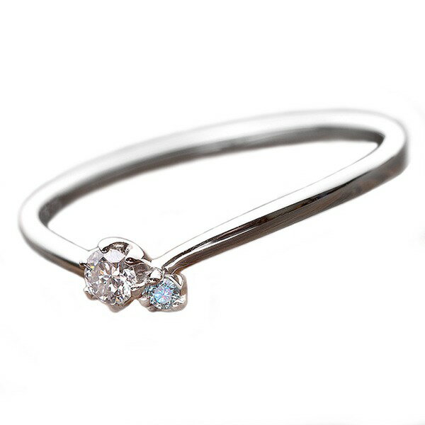 【鑑別書付】プラチナPT950 天然ダイヤリング ダイヤ0.05ct アイスブルーダイヤ0.01ct 9.5号 V字モチーフ (代引不可)(4)