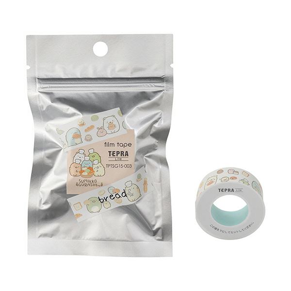 (まとめ）キングジム テプラ Liteフィルムテープ すみっコぐらし柄 15mm ブレッド/黒文字 TPTSG15-003 1セット（5個）【×10セット】(2)