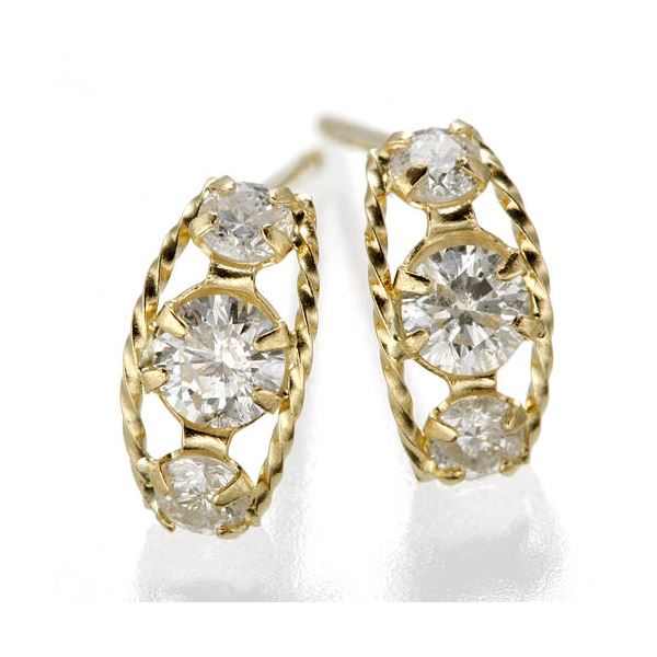 K18ローブダイヤモンドピアス K18YG (代引不可)