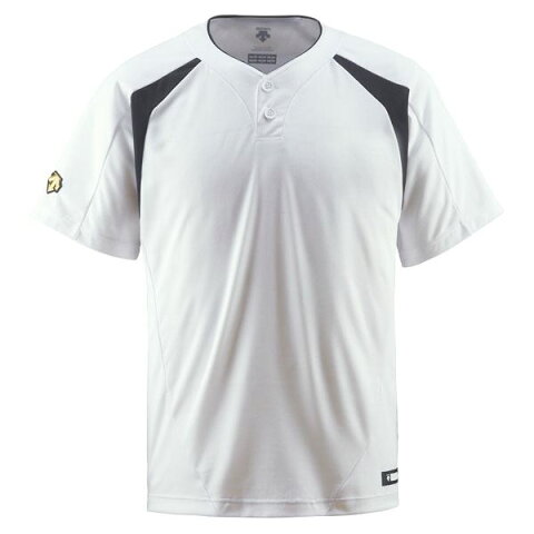 デサント（DESCENTE） ベースボールシャツ（2ボタン） （野球） DB205 Sホワイト×ブラック S