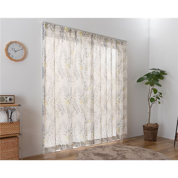 レースカーテン 幅150cm×丈93cm グリーン 1枚 洗える 日本製 アジャスターフック付き シャンヌ GYBE リビング ダイニング