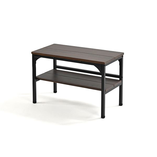 玄関ベンチ 幅約60cm 棚付き ダークブラウン スチール アジャスター付き 棚付き 収納家具 インテリア家..