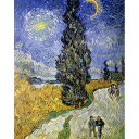 世界の名画シリーズ、プリハード複製画 ヴィンセント・ヴァン・ゴッホ作 「糸杉と星の道」(額縁付)【代引不可】