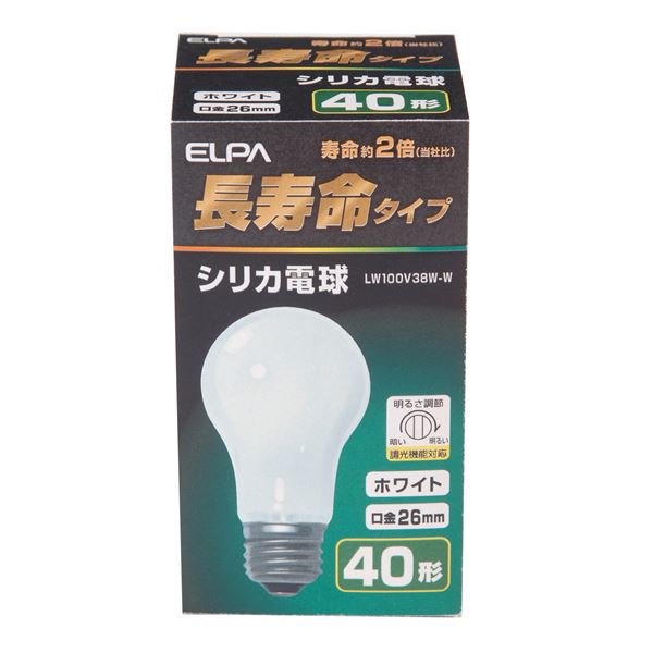 （まとめ） ELPA 長寿命シリカ電球 40W形 E26 ホワイト LW100V38W-W 【×35セット】 (代引不可)