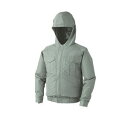 フード付 ポリエステル 空調服/作業着 【ファンカラー:グレー モスグリーン XL】 リチウムバッテリー付 撥水性 LIPRO2 KU90810 (代引不可)