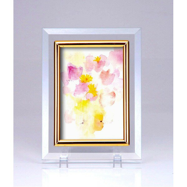 クリスタルフォトフレーム/写真立て 【ハガキサイズ 150×105mm対応】 いわさきちひろ 「花びらの中の少..