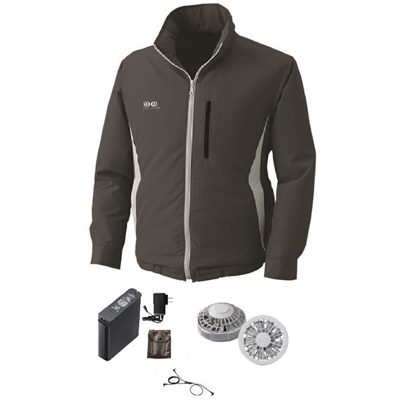 フード付き ポリエステル製 空調服/作業着 【ファンカラー：グレー チャコール XL】 リチウムバッテリー付 撥水 LIPRO2 KU91520 (代引不可)