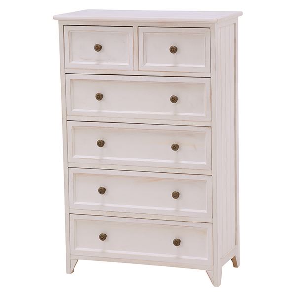 ナチュラルテイスト 木製 薄型チェスト/リビング収納棚 【5段】 幅60cm コンパクトサイズ 大容量 『Rur..