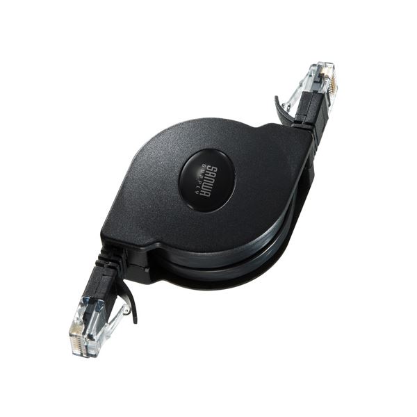 （まとめ） サンワサプライ 自動巻取りLANケーブル KB-MK18BK 【×3セット】 (代引不可)