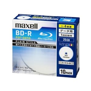Maxell 4倍速対応データ用BD-R25GBPLシリーズ10枚1枚ずつ5mmプラケースプリント対応ホワイト BR25PPLWPB.10S (代引不可)