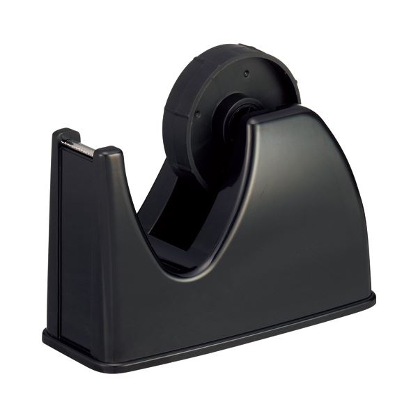（まとめ） TANOSEE テープカッター台 大巻・小巻両用 黒 1セット（10台） 【×2セット】(4)