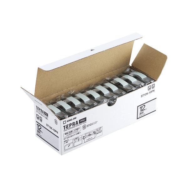 キングジム PROテープ エコパック 透明ラベル 12mm 10個入 ST12K-10PN (代引不可)