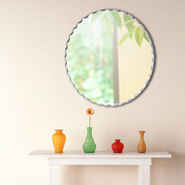 デザイン ウォールミラー/壁掛け鏡 【幅40cm×奥行3cm×高さ40cm】 飛散防止加工 (代引不可)