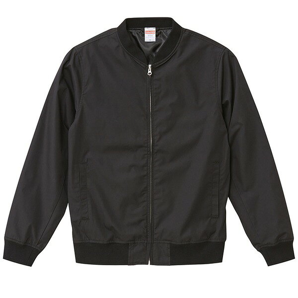 テカリを抑えた綿混・撥水加工、防風加工、裏地付スタジアムジャケット　ブラック　S (代引不可)