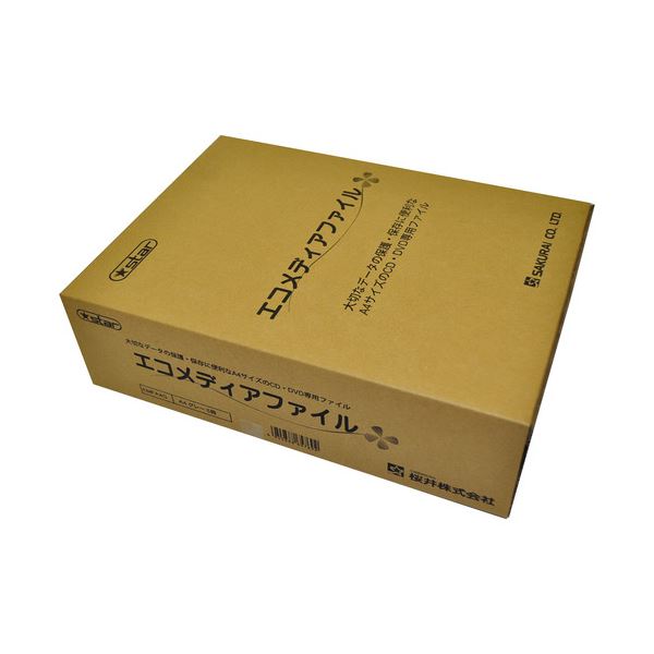 (まとめ) 桜井 エコメディアファイル スリムA4 6穴 グレー EMFA4GS 1パック（5冊）...
