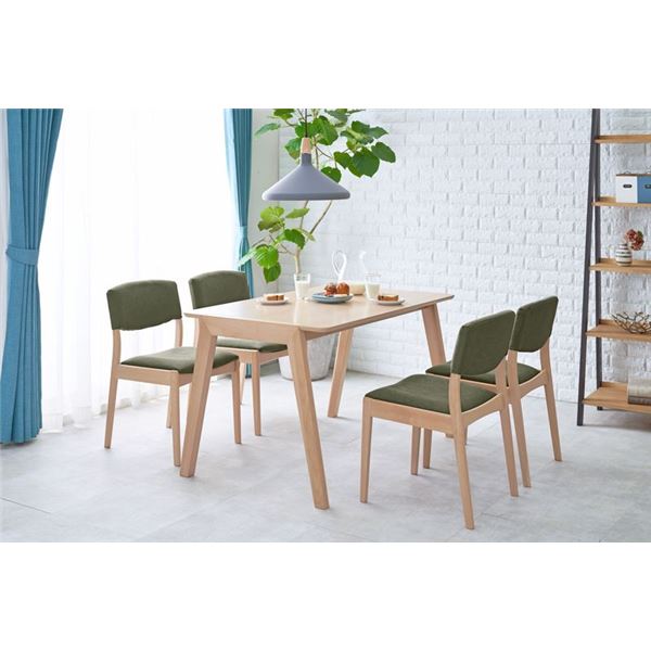 シンプル ダイニング 5点セット 【テーブル×1 チェア×4 ナチュラル×オリーブグリーン】 机幅約120cm 組立品 (代引不可)