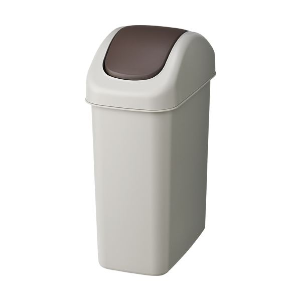 (まとめ) TANOSEE エコダストボックス スイング M 11.5L グレー／ブラウン 1個 【×10セット】