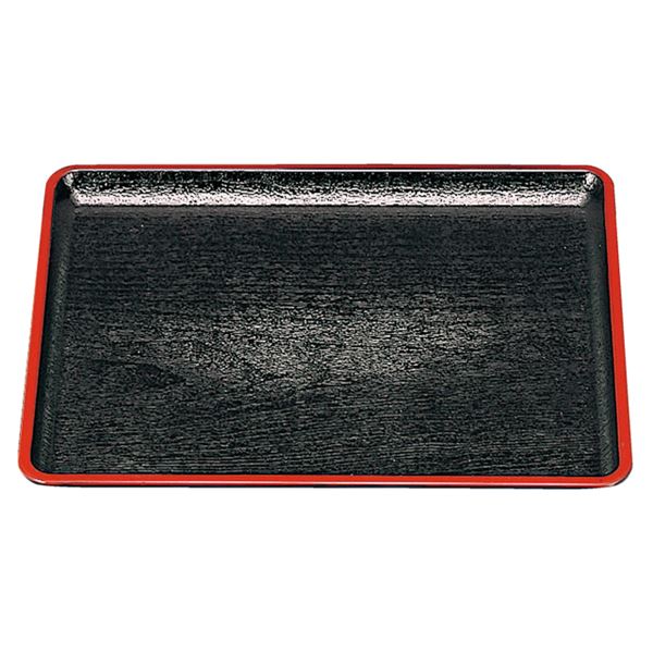 尺5 桐木目会席盆/トレー 【黒天朱】 470mm×372mm×18mm 日本製 〔和食 レストラン 居酒屋 店舗 お店〕 (代引不可)