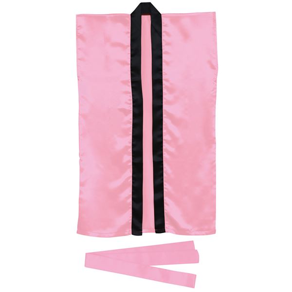 （まとめ）サテンロングハッピ 桃 L（ハチマキ付）【×10セット】