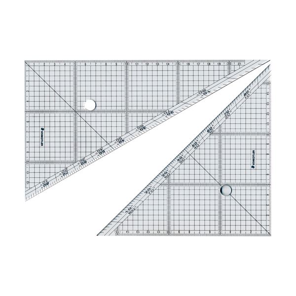 (まとめ) ステッドラー レイアウト用方眼三角定規 24cm 45°・60°ペア 966 24 1組 【×10セット】