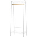 ハンガーラック 衣類収納 幅70cm ホワイト 木製 スチール 収納かご付き 組立品 リビング ベッドルーム インテリア家具