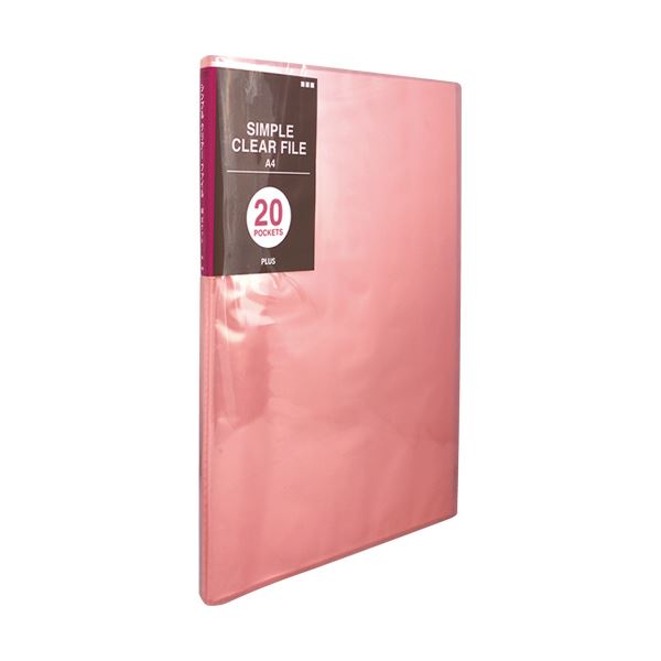 （まとめ）プラス シンプルクリアーファイルA4タテ 20ポケット 背幅10mm ピンク FC-220SC 1冊 【×30セ..
