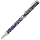 日本製 ハンドメイド ボールペン/文房具 【鮫小紋 青色】 クロスタイプ 芯:0.7mm 美濃和紙 友禅紙 文具 オフィス用品