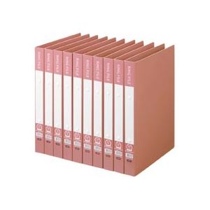 (まとめ) TANOSEE リングファイル（再生PP表紙） A4タテ 2穴 200枚収容 背幅30mm ピンク 1セット（10冊..