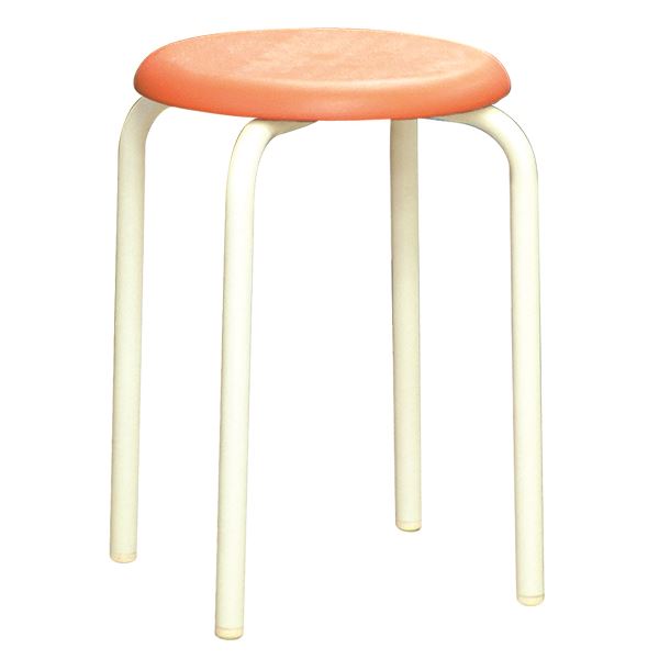 スタッキング スツール 【同色5脚セット オレンジ×ミルキーホワイト】 幅33cm 日本製 スチールパイプ (..