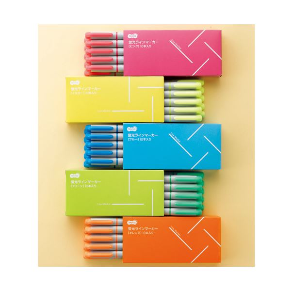 （まとめ） TANOSEE 蛍光マーカーシングルタイプ（キャップ式） イエロー 1セット（10本） 【×10セット】 (代引不可)