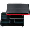 8.5寸 長手舞子弁当/和食器 【黒渕朱 A】 257×203×63mm 日本製 〔和食 レストラン 居酒屋 店舗 お店〕 (代引不可)