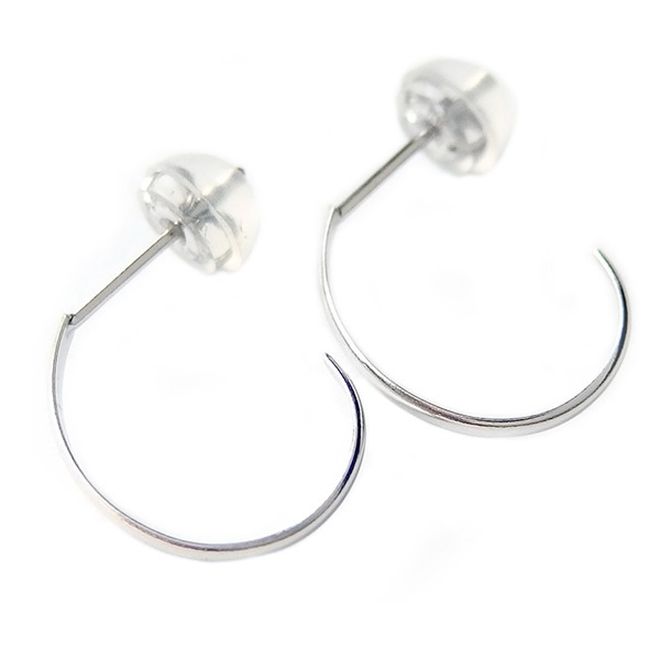 ピアス 地金 K14 ホワイトゴールド フープ サークル スタッド シンプル 上品 シリコン製ダブルロックキャッチ (代引不可)