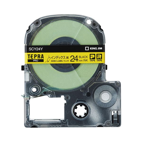 （まとめ）キングジム テプラ PROテープカートリッジ インデックスラベル 24mm 黄/黒文字 SCY24Y 1個【×5セット】 (代引不可)
