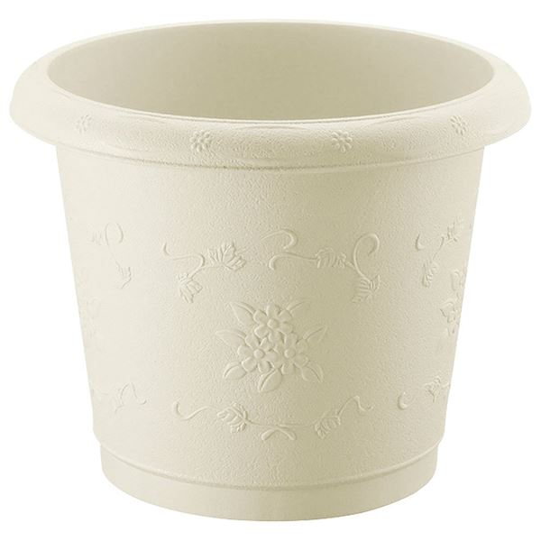 (まとめ) 筒型 プランター/植木鉢 【アイボリー 32型】 丸型 ガーデニング用品 園芸 【×24個セット】 (..