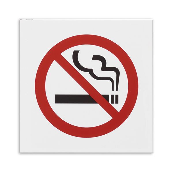 (まとめ) 光 アクリルマット板サイン 禁煙マークテープ付 タテ100×ヨコ100×厚み2mm 白 KMP1052-2 1枚 【×10セット】