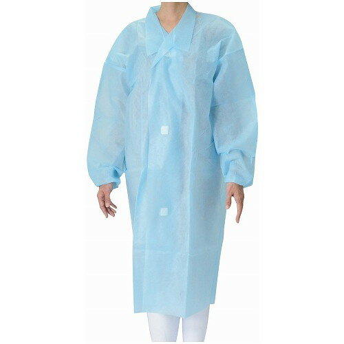 不織布 ガウンブルー(50枚入)マジックテープ付 LL(代引不可)【送料無料】