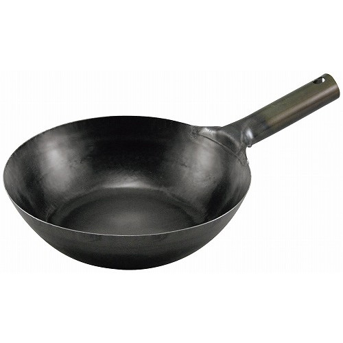Ih Compatible - 山田 鉄中華片手鍋 30cm 底平型 IH用(板厚2.3mm)サビ止め有(代引不可)【送料無料】