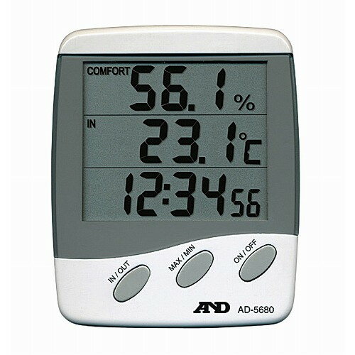 A&D 時計付き 温湿度計 AD5680(代引不可)【送料無料】