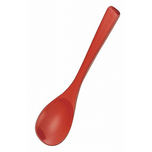 木製 本漆 茶椀蒸スプーン 朱 全長130(08326)(代引不可)