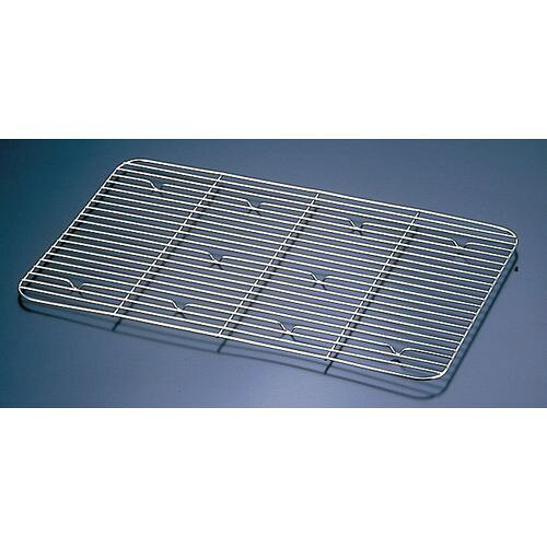 遠藤商事 SA18-8番重用網 中用 ABV10002 JANコード 4989083355459●サイズ表示: 中用●間口×奥行×高さ(mm):440×320×10●外枠線径(mm):3●中線径(mm):2.5●材質：ステンレス鋼■アミ目ピッチ 特大→約9mm , 大・中・小→約14mm【送料について】北海道、沖縄、離島は送料を頂きます。