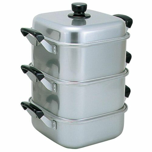 Ih/Gas Compatible - アカオアルミ アルマイト角型蒸器 26cm 二重 AMS71262【送料無料】