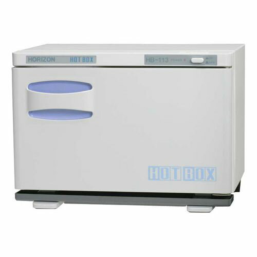 ホリズォン ホットボックス HB-113S EHT3301 JANコード 4560259330182●幅×奥行×高さ(mm):353×280×252●重量(kg):5.4●材質：スチール■HORIZON HOTBOXホットボックス『おしぼり』から『フェイスタオル』まで幅広くご使用いただけます。■横開き電源:単相100V消費電力:130W温度調節:サーモスタット庫内温度:75~80℃安全装置:温度ヒューズ庫内寸法:278×213×H145庫内容量:8.3L棚板(網):1枚【送料について】北海道、沖縄、離島は送料を頂きます。