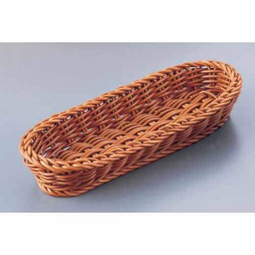 萬洋 樹脂バスケット 小判 24cm ナチュラル(茶) WBS1804