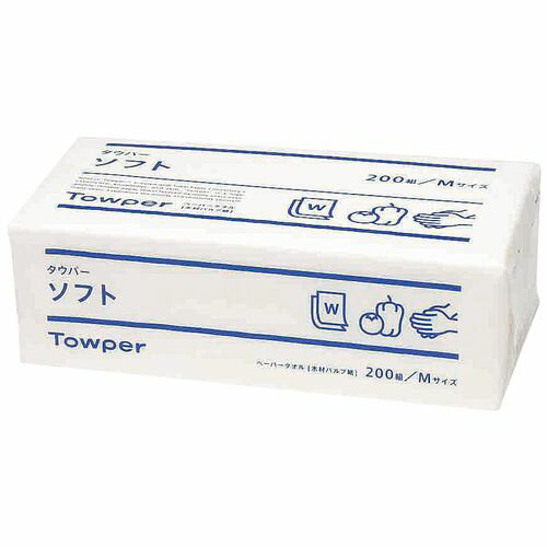 トウカイ ペーパータオル （25束入） タウパー ソフトM KTO2601 JANコード 4902092980023●サイズ(mm):220×230(平判2ツ折・2枚重ね)●ケース入数:200組×25束入●材質：木材パルプ紙(白)■使用原料:天然パルプ特 長:やわらかい質感のソフトタイプ。■「タウパー」シリーズ広範囲にわたるユーザーの多種多様な使用に対応できるよう、さまざまなタイプの商品を揃えています。■使用場所、用途に応じた商品をお選びください。【送料について】北海道、沖縄、離島は送料を頂きます。