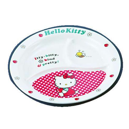 Hello Kitty - 台和 メラミンお子様食器「ニューキティ」 丸ランチ皿(ギンガム) RLV73