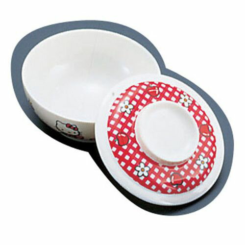 Hello Kitty - 台和 メラミンお子様食器「ニューキティ」 蓋付汁碗(ギンガム) RSL98