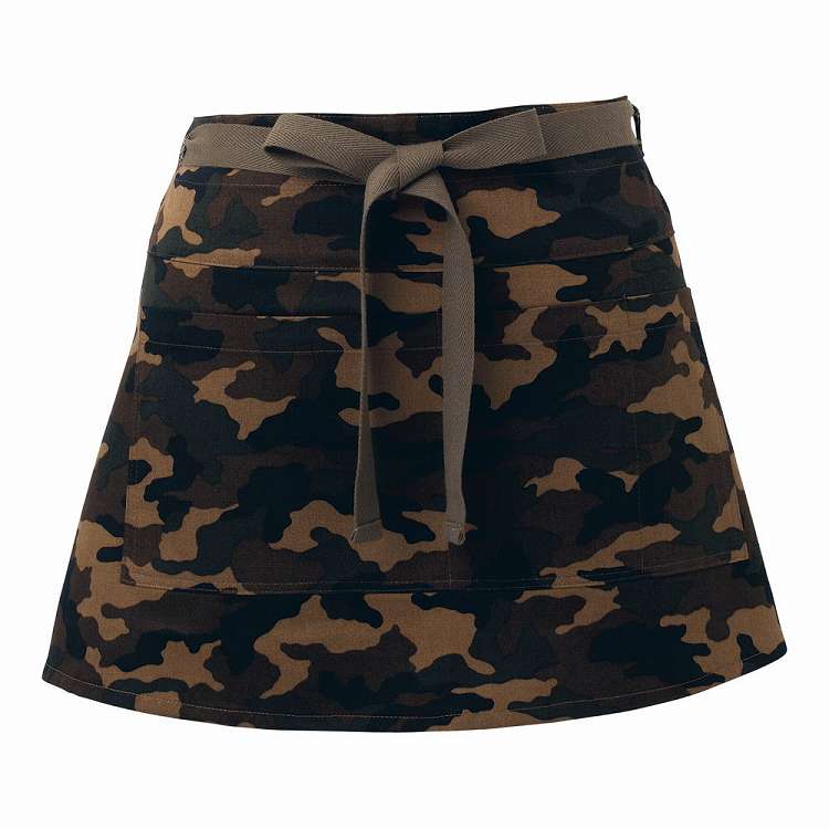 Aprons - 腰下ショートエプロン カモフラ 茶 KMA-2725-1(代引不可)【送料無料】
